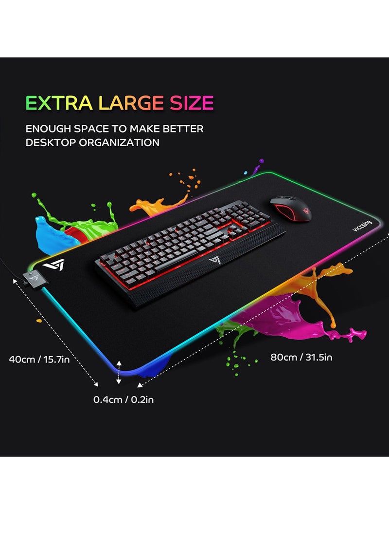Aukey - Noga RGB Gaming Mouse Pad XXL (800 X 400 X 4 MM) Thick Extended Mouse, Mat Non-Slip ,Water-Resistant Desk Pad with Special-Textured Surface, Anti-Fray Stitched Edges for Keyboard & Mouse , PC - Image 1