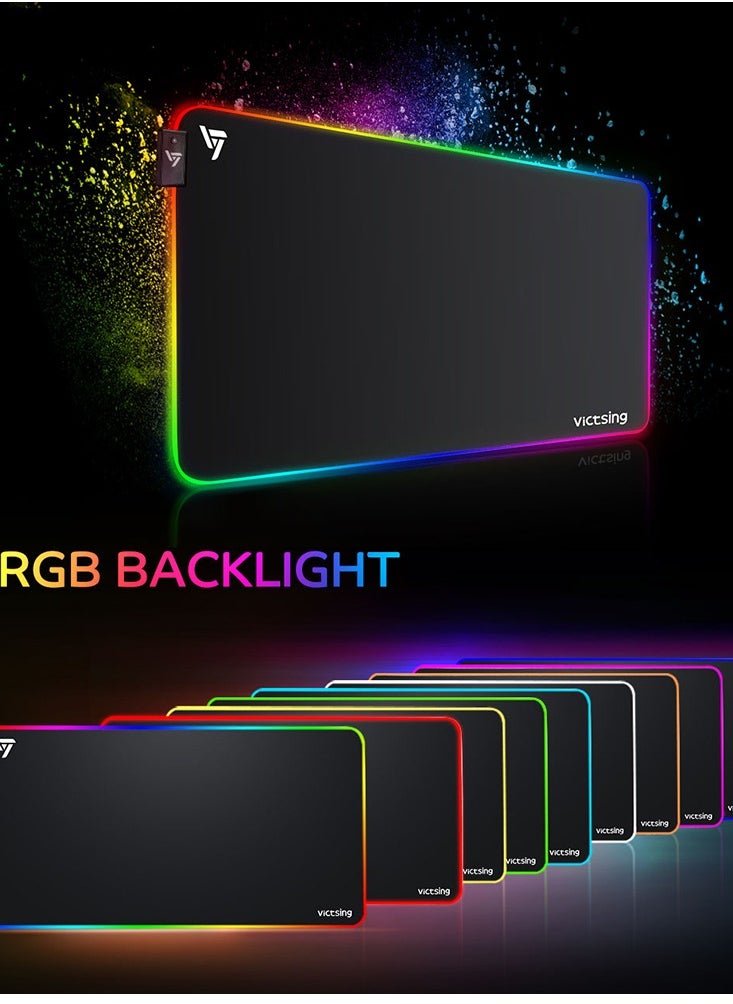 Aukey - Noga RGB Gaming Mouse Pad XXL (800 X 400 X 4 MM) Thick Extended Mouse, Mat Non-Slip ,Water-Resistant Desk Pad with Special-Textured Surface, Anti-Fray Stitched Edges for Keyboard & Mouse , PC - Image 1