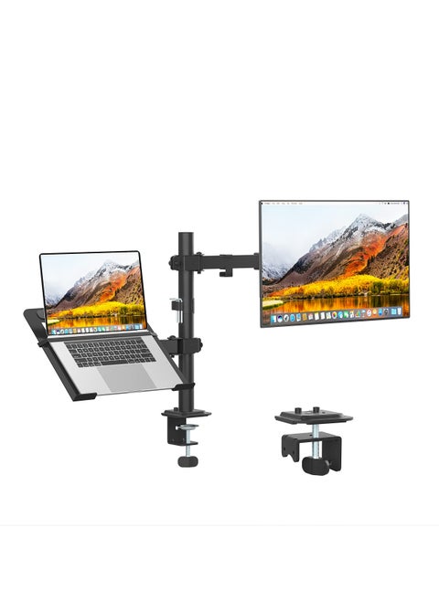 Monitor Laptop Stand, Adjustable Desktop 2-in-1 Stand, Laptop Stand, 360° Swivel Screen Arm, Holds 13-32 Inch Screen, Weight Capacity 18 lbs, VESA Standard.