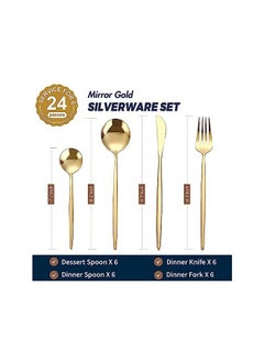 Swift Gold Silverware Set Gold Flatware Set for 6, Gold Spoons and Forks Set, Stainless Steel Gold Cutlery Set for Home Kitchen Restaurant Wedding, Mirror Polished Utensils Set, Dishwasher Safe  - Image 4