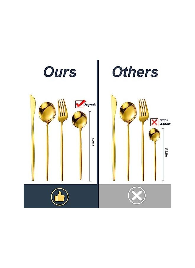 Swift Gold Silverware Set Gold Flatware Set for 6, Gold Spoons and Forks Set, Stainless Steel Gold Cutlery Set for Home Kitchen Restaurant Wedding, Mirror Polished Utensils Set, Dishwasher Safe  - Image 3