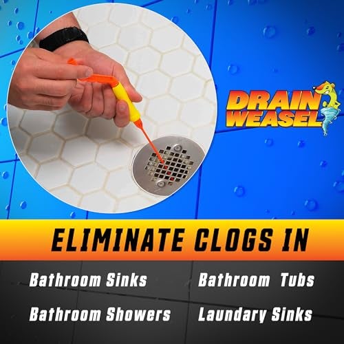 FlexiSnake Pro Drain Weasel Sink Snake Hair Clog Remover Tool, Sink, Pipe, Bathroom, Bathtub Drain Cleaner, 18-inch Long, Flexible, Made in The USA, 10 Pack Reusable Wands and Removable Handle - Image 3