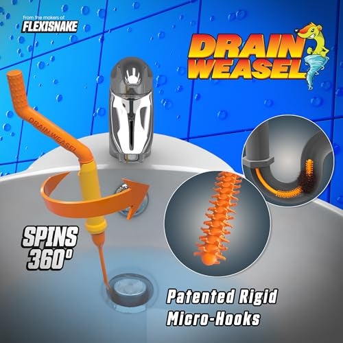 FlexiSnake Pro Drain Weasel Sink Snake Hair Clog Remover Tool, Sink, Pipe, Bathroom, Bathtub Drain Cleaner, 18-inch Long, Flexible, Made in The USA, 10 Pack Reusable Wands and Removable Handle - Image 2