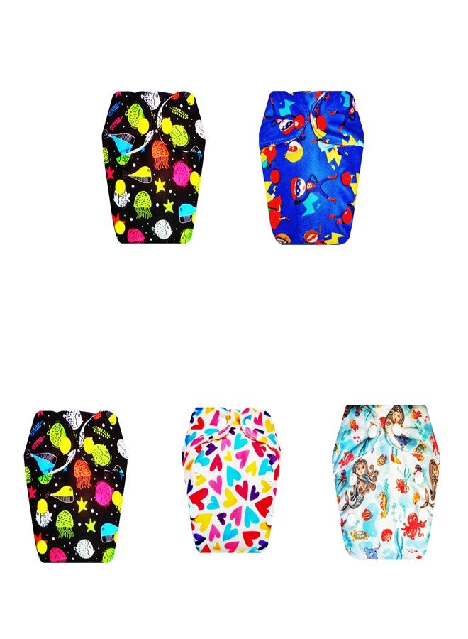 Dumbledo Premium Newborn Cloth Diaper with Integrated Insert (Pack of 5) | Hypoallergenic | Leakproof | Quick Dry | Worry-Free Diapering | 0 - 4 Months | Unisex Baby - Image 1