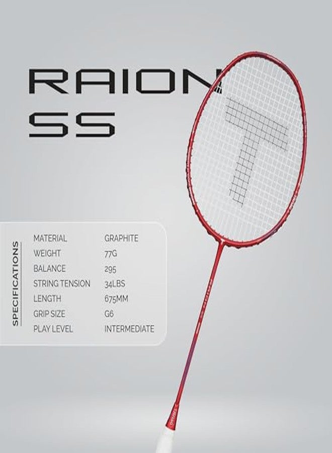 TANSO Raion SS Strung Badminton Racket (34 Lbs Tension, Recommended by Padukone School of Badminton, 77 Grams Ultra Light Weight Full Carbon Fiber with Premium Strings and Full Racquet Cover) - Image 4