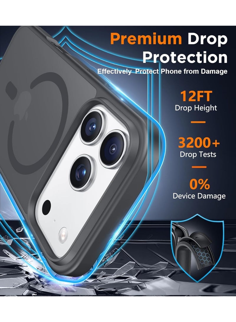 Bukela حافظة آيفون 17 برو ماكس ماغسيف مغناطيس قوي زر الكاميرا 17 برو ماكس حافظة حماية عسكرية مقاومة للخدش غطاء آيفون 17 برو ماكس غير لامع مضاد للانزلاق متوافق مع ملحق ماغسيف باللون الأسود - Image 4