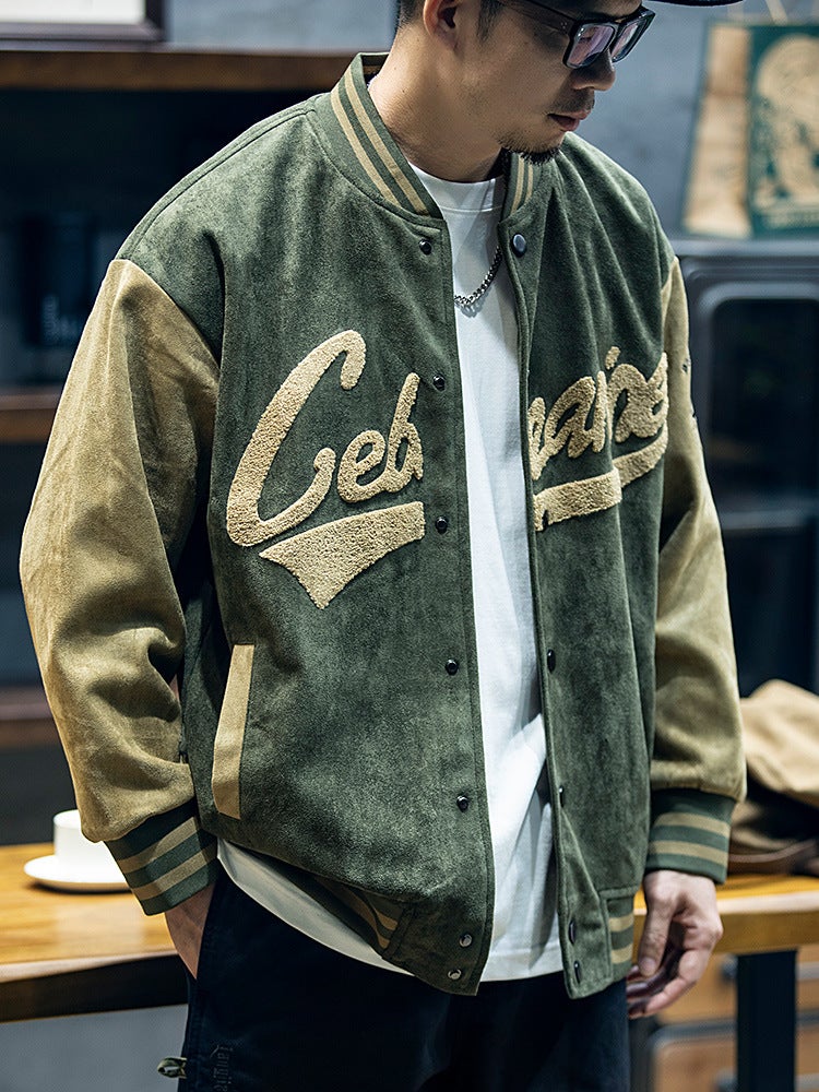 American suede baseball uniform men's autumn and winter loose fashion brand plus size casual jacket men's winter cotton-padded jacket fashion - Image 4