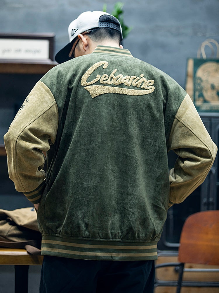 American suede baseball uniform men's autumn and winter loose fashion brand plus size casual jacket men's winter cotton-padded jacket fashion - Image 3