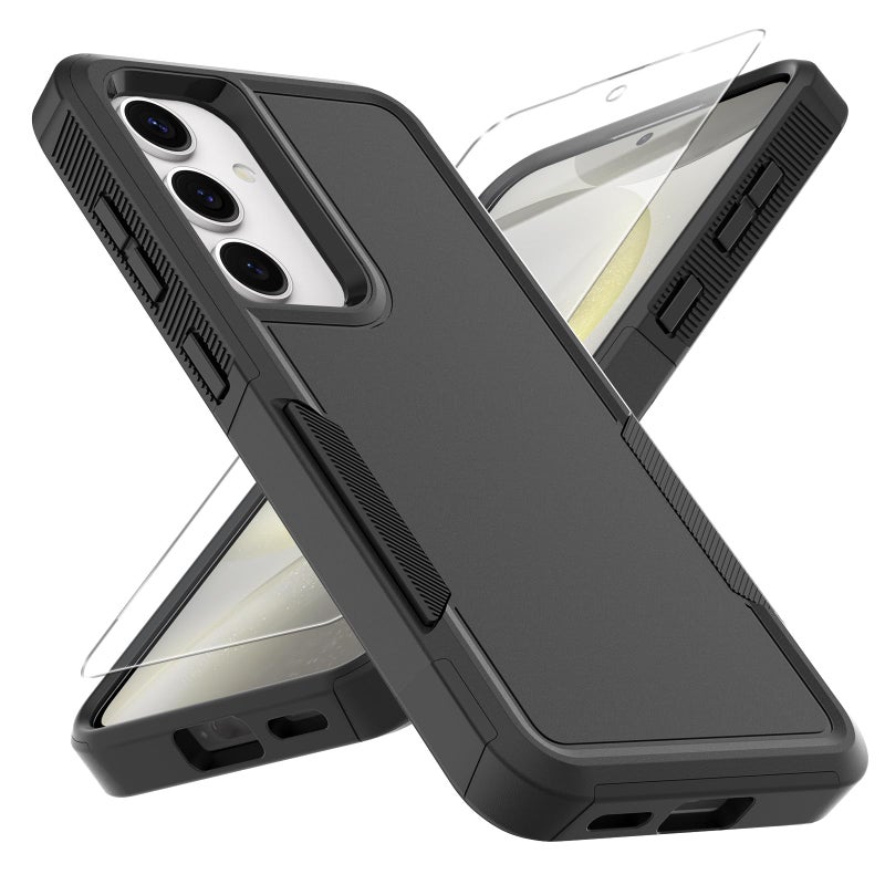 yuanming for Samsung Galaxy S25 Case,S25 Case,[Military Grade Drop Tested] with HD Screen Protector,Dual Layer Protective Heavy Duty Cell Phone Cover Non-Slip Shockproof Rugged Case for Galaxy S25 (Black) - Image 1