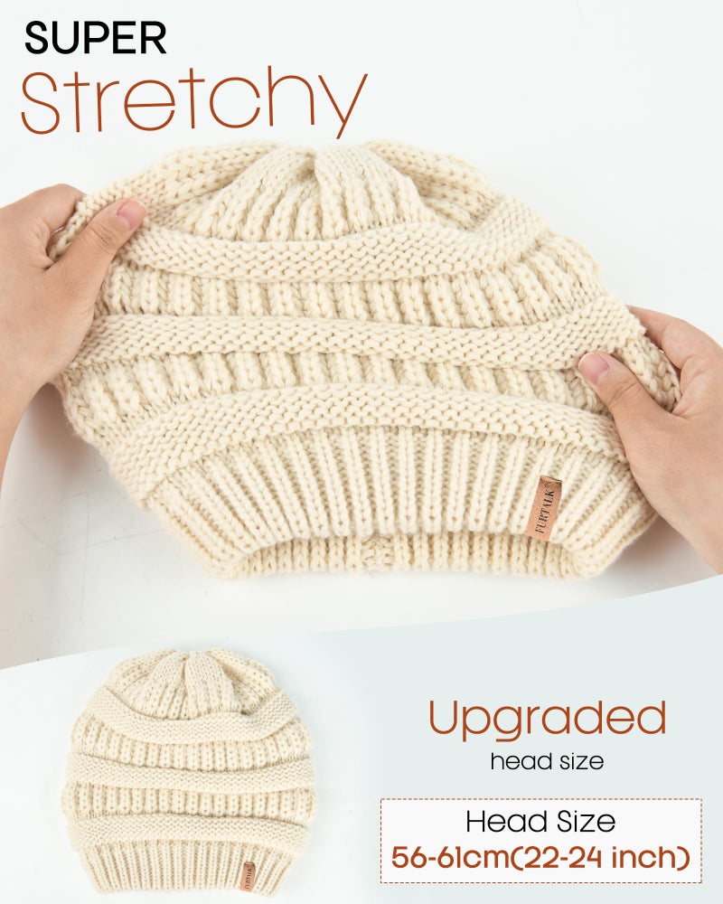 FURTALK Womens Winter Knit Slouchy Beanie Hat Warm Knitted Skull Ski Cap Hats for Women Beige - Image 3