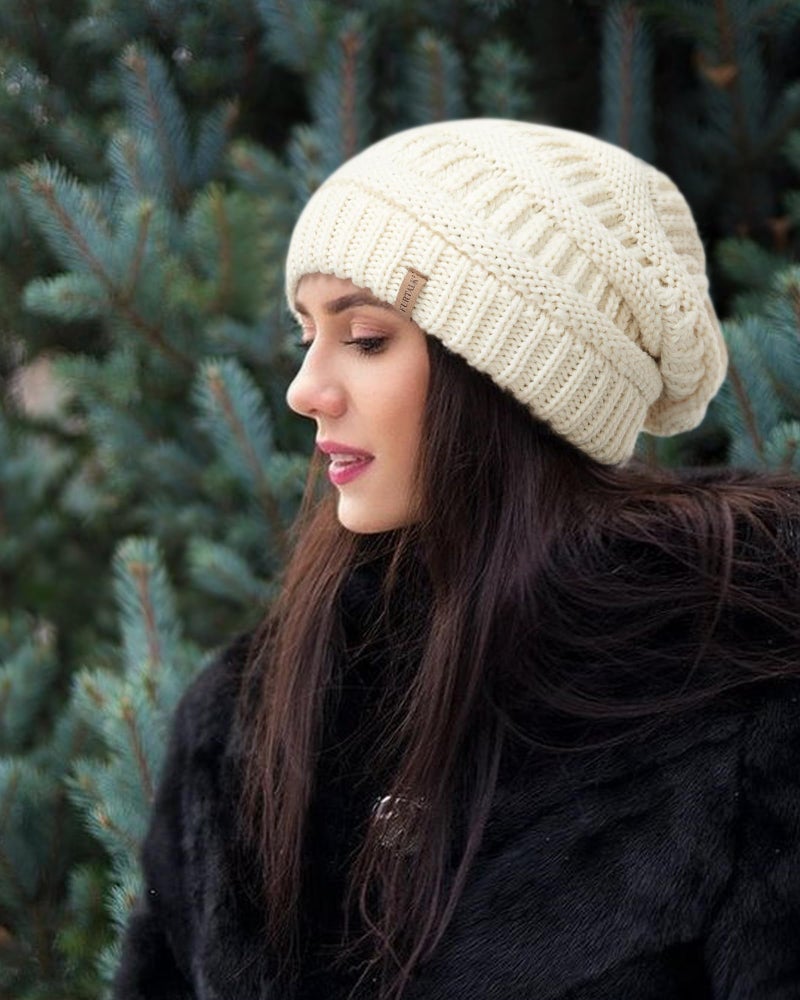 FURTALK Womens Winter Knit Slouchy Beanie Hat Warm Knitted Skull Ski Cap Hats for Women Beige - Image 4