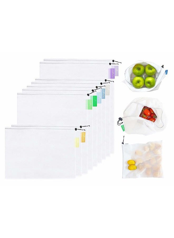 purifyou Reusable Grocery & Produce Mesh Bags with Pastel Color Coded Tare Weight Tags. for Grocery Shopping, Fruits, Veggies, and Snack Bags - Small, Medium, Large (Set of 9) - Image 1