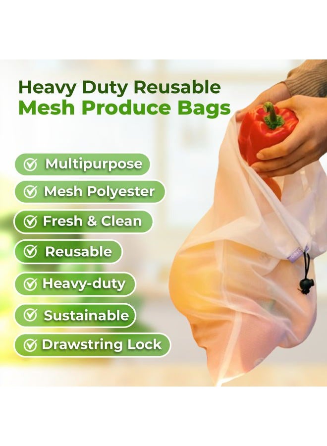 purifyou Reusable Grocery & Produce Mesh Bags with Pastel Color Coded Tare Weight Tags. for Grocery Shopping, Fruits, Veggies, and Snack Bags - Small, Medium, Large (Set of 9) - Image 3