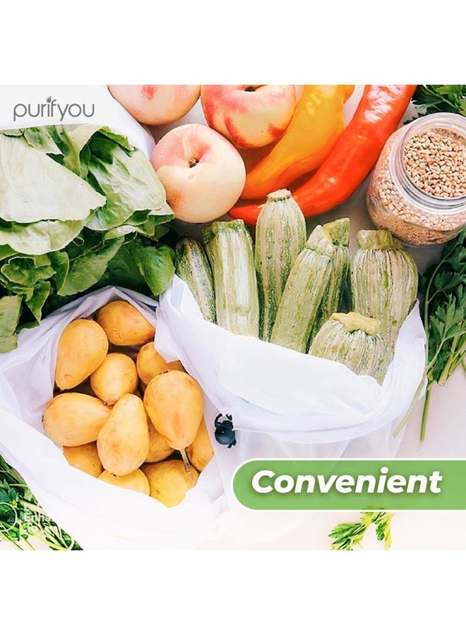 purifyou Reusable Grocery & Produce Mesh Bags with Pastel Color Coded Tare Weight Tags. for Grocery Shopping, Fruits, Veggies, and Snack Bags - Small, Medium, Large (Set of 9) - Image 4