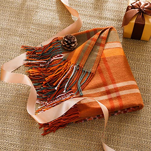 BATTILO HOME Orange Plaid Throw Blanket for Couch - Fall Throw Blanket - Lightweight Buffalo Plaid Blanket Throw Checkered Blanket for Bed, Sofa, Chair,Home Decor, Fall Decor - Image 5