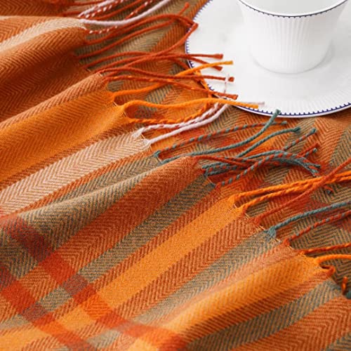 BATTILO HOME Orange Plaid Throw Blanket for Couch - Fall Throw Blanket - Lightweight Buffalo Plaid Blanket Throw Checkered Blanket for Bed, Sofa, Chair,Home Decor, Fall Decor - Image 4