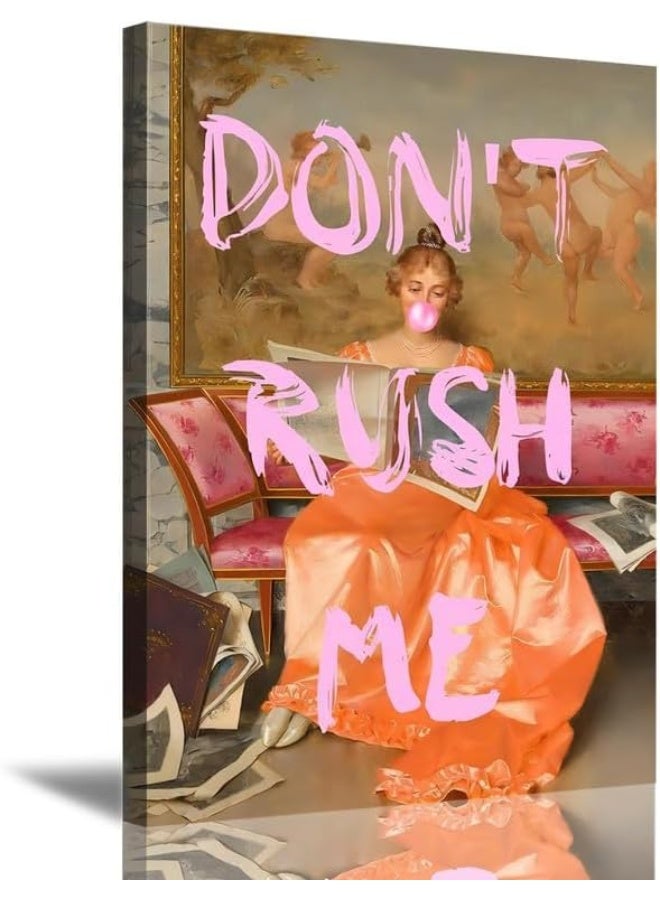 EMODA JSXOVDL Maximalist Wall Art Funny Eclectic Girly Wall Art Mom Don't Rush Me Altered Art Portrait Poster Vintage Inspirational Home Decor for Bathroom Living Room Bedroom 12x16in Unframed - Image 1