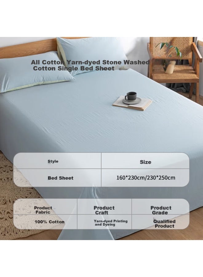 Avivi A Class Skin-friendly Full Cotton Bed Sheet Single Cotton Double Bed Sheet 230*250cm Dreamy Blue - Image 1