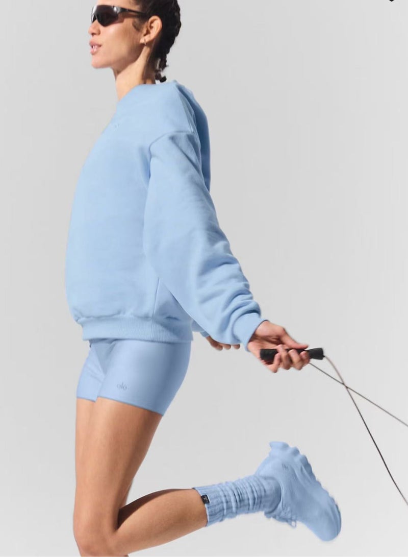 alo ​Alo Letter LOGO Crewneck Long-Sleeve Oversized Unisex Sweatshirt, Solid Color Minimalist Versatile Style - Image 3