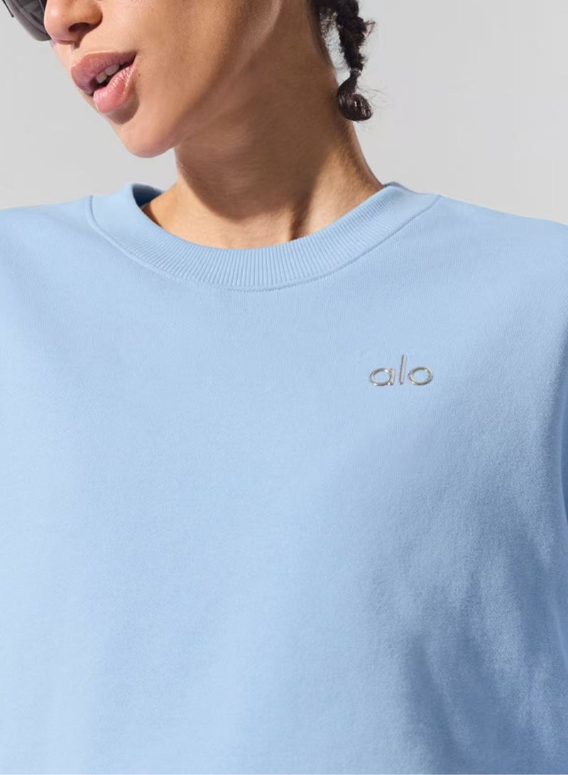 alo ​Alo Letter LOGO Crewneck Long-Sleeve Oversized Unisex Sweatshirt, Solid Color Minimalist Versatile Style - Image 2