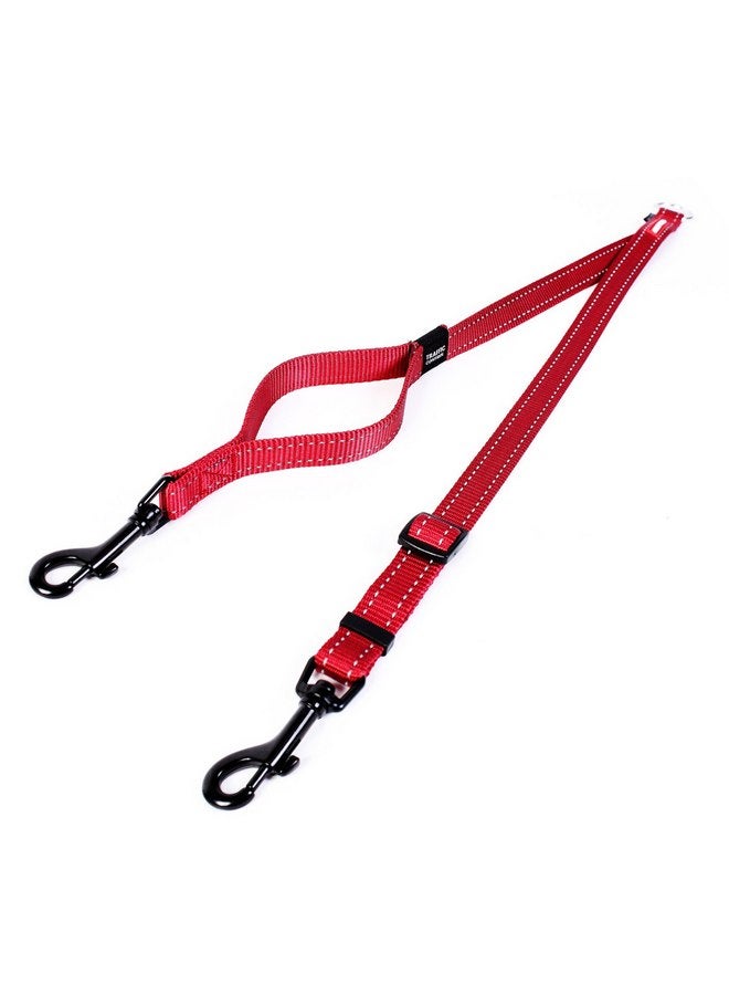 EzyDog Soft Touch Coupler Adjustable Double Dog Leash - Superior Tangle-Free Experience and Reflective for Nighttime Safety - Ranges from 14 to 24 Inches - Perfect for Walking Two Dogs (Red) - Image 1