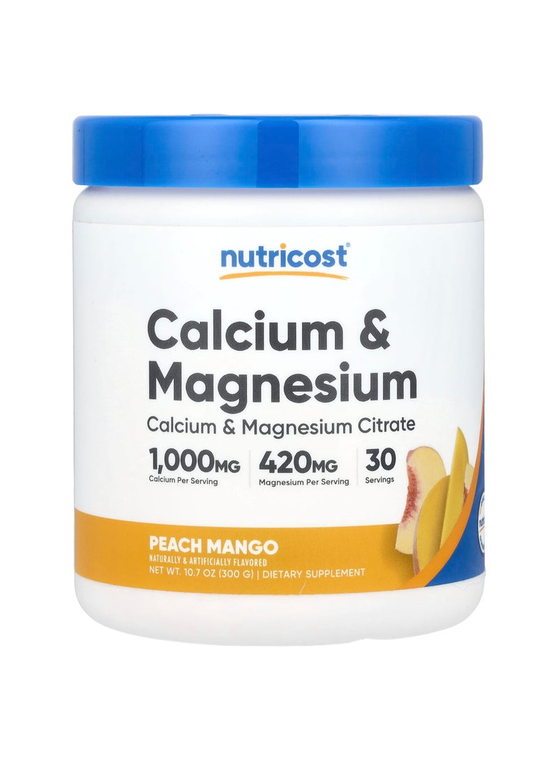 Nutricost Calcium & Magnesium, Peach Mango, 10.7 oz (300 g)