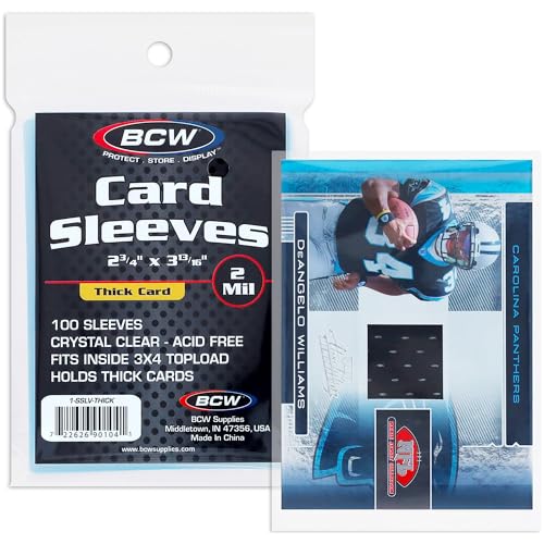 BCW Thick Card Sleeves - 100 Pack | Crystal Clear Polypropylene Protective Sleeves for Collectible Cards | Card Protector Sleeves Holds Trading Cards Up to 240pt | Fits Thick-Card Topload Holders - Image 1