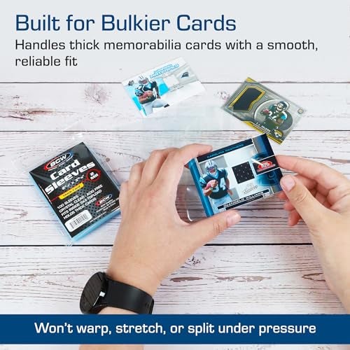 BCW Thick Card Sleeves - 100 Pack | Crystal Clear Polypropylene Protective Sleeves for Collectible Cards | Card Protector Sleeves Holds Trading Cards Up to 240pt | Fits Thick-Card Topload Holders - Image 4