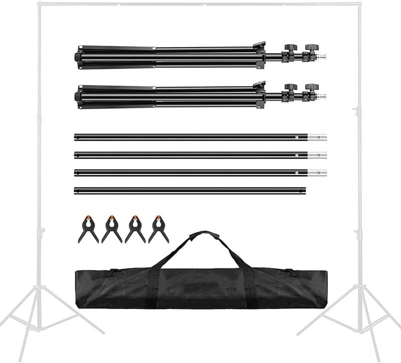 PADOM Backdrop Stand 6.5x10ft/2x3m with Spring Clamp, Photo Video Party Background Stand Support System for Wedding, Photography, Advertising Display, Parties, with Carring Bag - Image 4