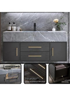 39in Modern Bathroom Vanity with Sink, Black Floating Bathroom Cabinet with Faux Marble Table, Single Washbasin with 2 Storage and Drawer for Bathroom - pzsku/Z55D662D5028DCDAE46CEZ/45/1741310120/3157c512-2379-4cce-9967-6c7a82b92a10