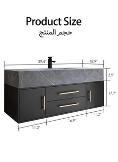 39in Modern Bathroom Vanity with Sink, Black Floating Bathroom Cabinet with Faux Marble Table, Single Washbasin with 2 Storage and Drawer for Bathroom - pzsku/Z55D662D5028DCDAE46CEZ/45/1741310150/478aa72b-aa43-4dfe-8be0-731eb0d9d03c