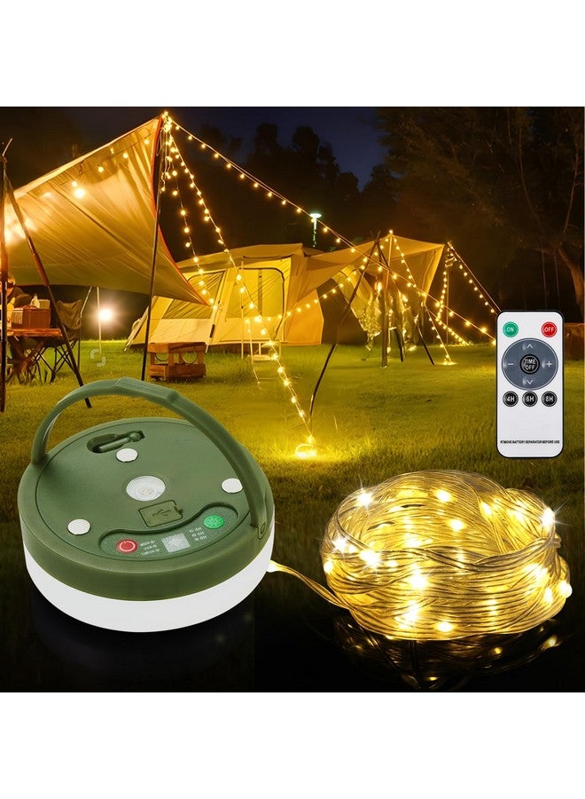 Anpro 2 In 1 Camping String Lights, 32.8 Ft String With Warm White 132 Leds, Usb Rechargeable With Remote Control, Adjustable Brightness, 6 Light Modes, Portable Camping Light For Outdoor, Decoration - Image 1