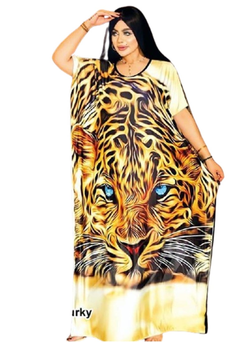 Generic Summer Printed Women's Abaya - Tiger  - Image 1