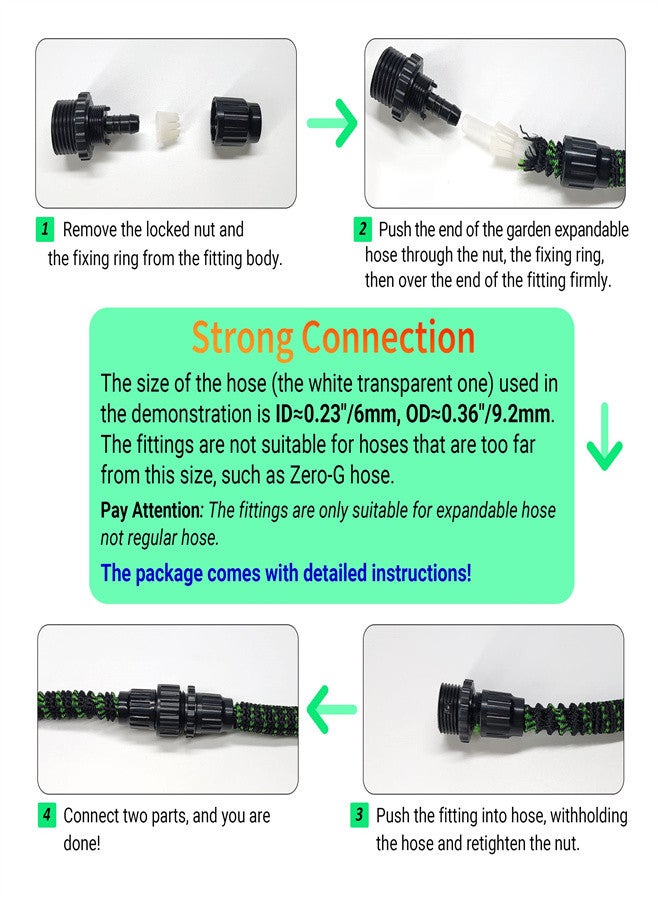 KASTWAVE Expandable Garden Hose Repair Kit, Plastic Flex Hose Connectors, Male and Female Hose End Repair Fittings Fit Fine Water Pipe, 4 Pcs - Image 4