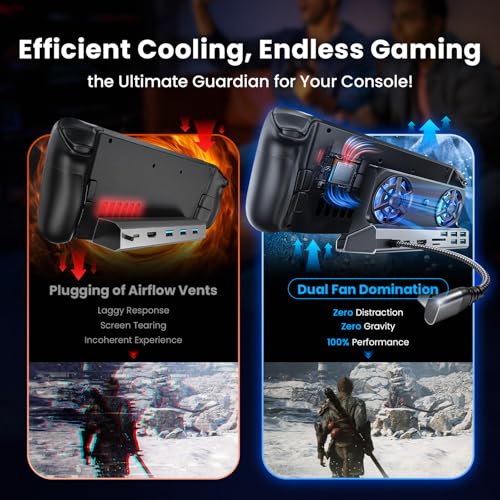 Arrocent Docking Station for Steam Deck ROG Ally with Dual Cooling Fans, 10-IN-1 Stream Deck Dock with 4K@60Hz, 1000Mbps Gigabit Ethernet, 5USB Ports and 100W Charging Port for Steam Deck OLED/Switch/Legion Go - Image 2