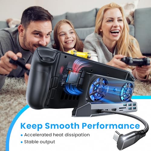 Arrocent Docking Station for Steam Deck ROG Ally with Dual Cooling Fans, 10-IN-1 Stream Deck Dock with 4K@60Hz, 1000Mbps Gigabit Ethernet, 5USB Ports and 100W Charging Port for Steam Deck OLED/Switch/Legion Go - Image 5