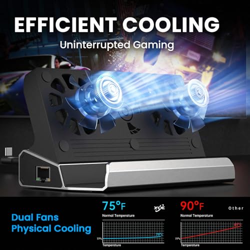 Arrocent Docking Station for Steam Deck ROG Ally with Dual Cooling Fans, 10-IN-1 Stream Deck Dock with 4K@60Hz, 1000Mbps Gigabit Ethernet, 5USB Ports and 100W Charging Port for Steam Deck OLED/Switch/Legion Go - Image 3