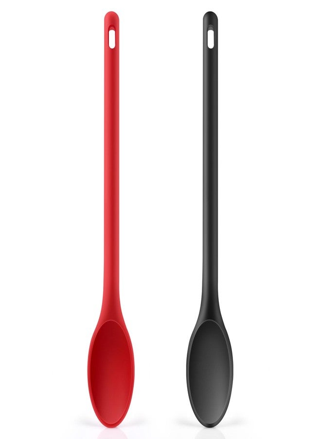 Armrouns Long handle Silicone Mixing Spoon, 12" Stirring Spoons Nonstick Heat-Resistant Rubber Mixing Spoon for Cooking Baking - Image 1