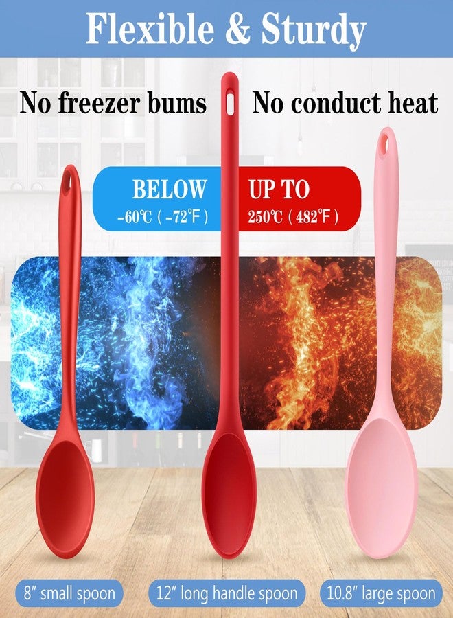 Armrouns Long handle Silicone Mixing Spoon, 12" Stirring Spoons Nonstick Heat-Resistant Rubber Mixing Spoon for Cooking Baking - Image 5