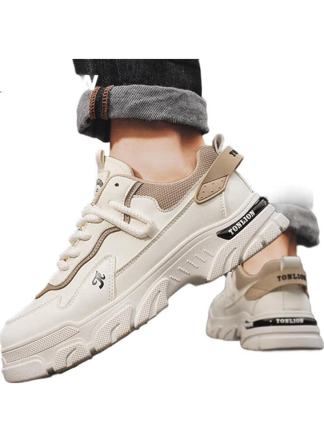 Tonlion Men'S Shoes, Spring And Summer Trendy Casual Shoes, Retro Work Boots, Men'S Hiking Martin Boots, Beige, Size 42 - Image 3