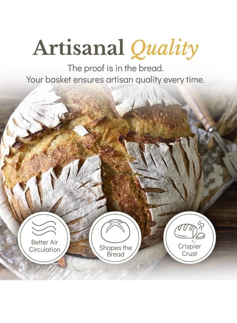 Arabest لوازم خبز العجين المخمر، مجموعة أدوات بدء العجين المخمر بحجم 9 بوصات، سلة تخمير للخبز، أدوات صنع الخبز، مجموعة هدايا سلة بانيتون - Image 2