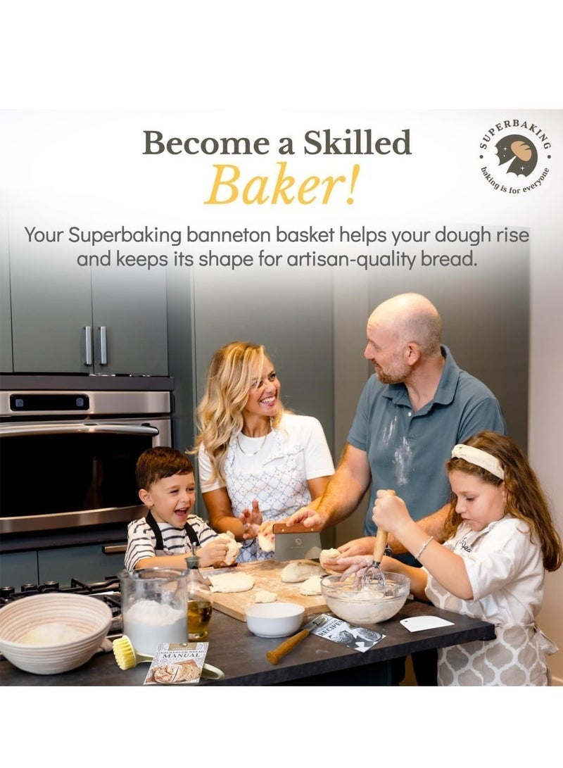 Arabest لوازم خبز العجين المخمر، مجموعة أدوات بدء العجين المخمر بحجم 9 بوصات، سلة تخمير للخبز، أدوات صنع الخبز، مجموعة هدايا سلة بانيتون - Image 4