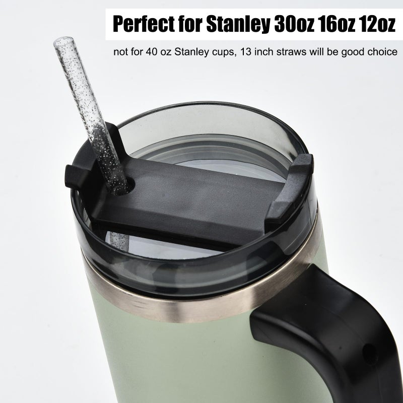 ALINK 12-Pack Reusable Glitter Straws, 11" Long Clear Hard Plastic Tumbler Straws, Replacement Drinking Straws for 20 OZ 30 OZ Stanley, Yeti/Rtic, Starbucks, Mason Jars with Brush - Image 5