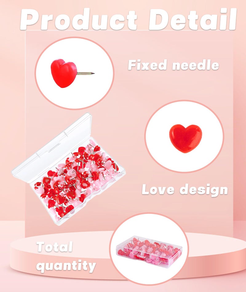 INIMAGINE 100 Pcs Pins & Tacks, Office Stationery, 0.47 * 0.43inch pin Board Creative Love pin Cork Board Photo Wall map Shaped Nail for Office - Image 2