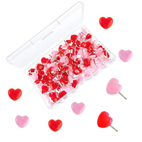 INIMAGINE 100 Pcs Pins & Tacks, Office Stationery, 0.47 * 0.43inch pin Board Creative Love pin Cork Board Photo Wall map Shaped Nail for Office - Image 1