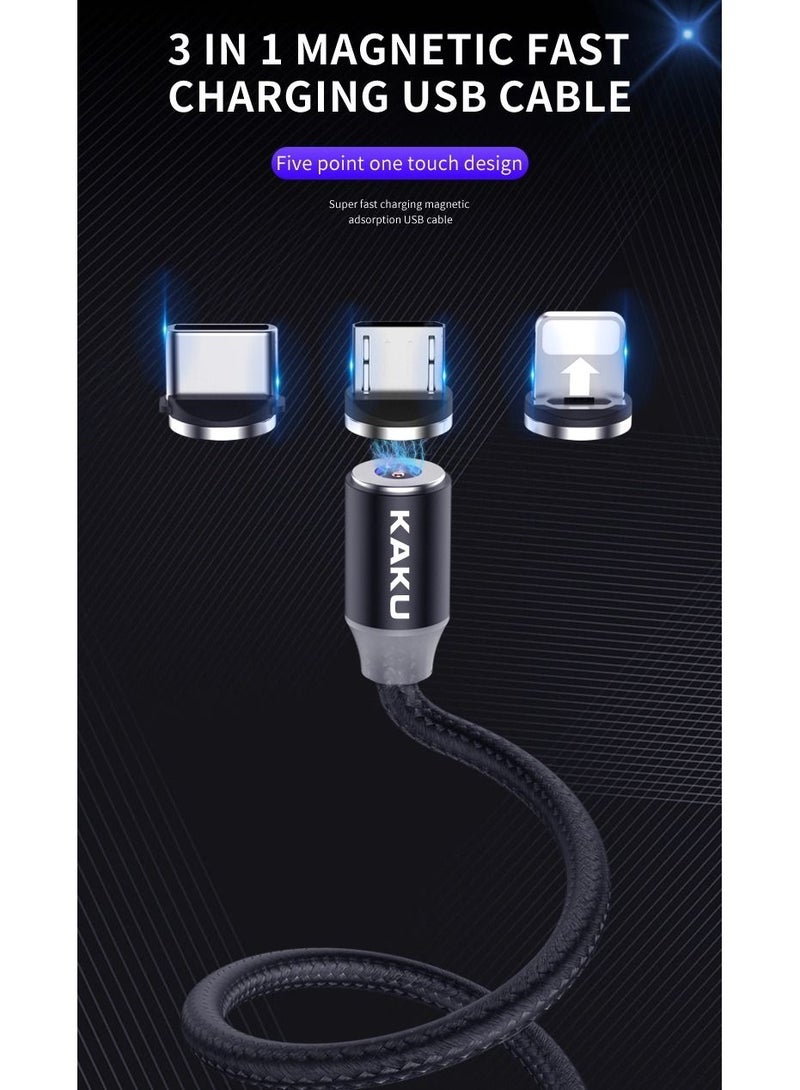 KAKUSIGA Magnetic Fast Charging Usb Cable 3 In 1 Type-c / Micro / Lightning - KSC-320 - Image 2