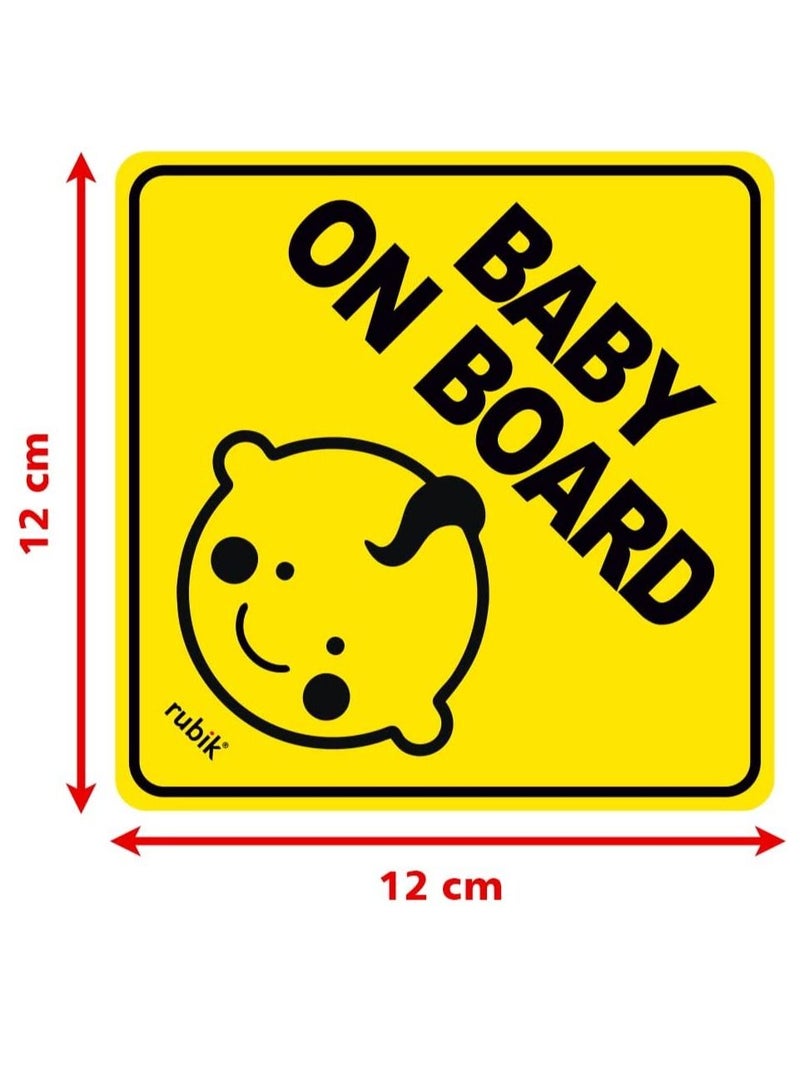 Rubik ملصق ذاتي اللصق مكتوب عليه Baby on Board Car Sign، قطعة واحدة من ملصقات تحذير السلامة العاكسة للأطفال بتصميم لطيف لمصد النافذة الخلفية للسيارة مقاس عالمي 12 × 12 سم - Image 4