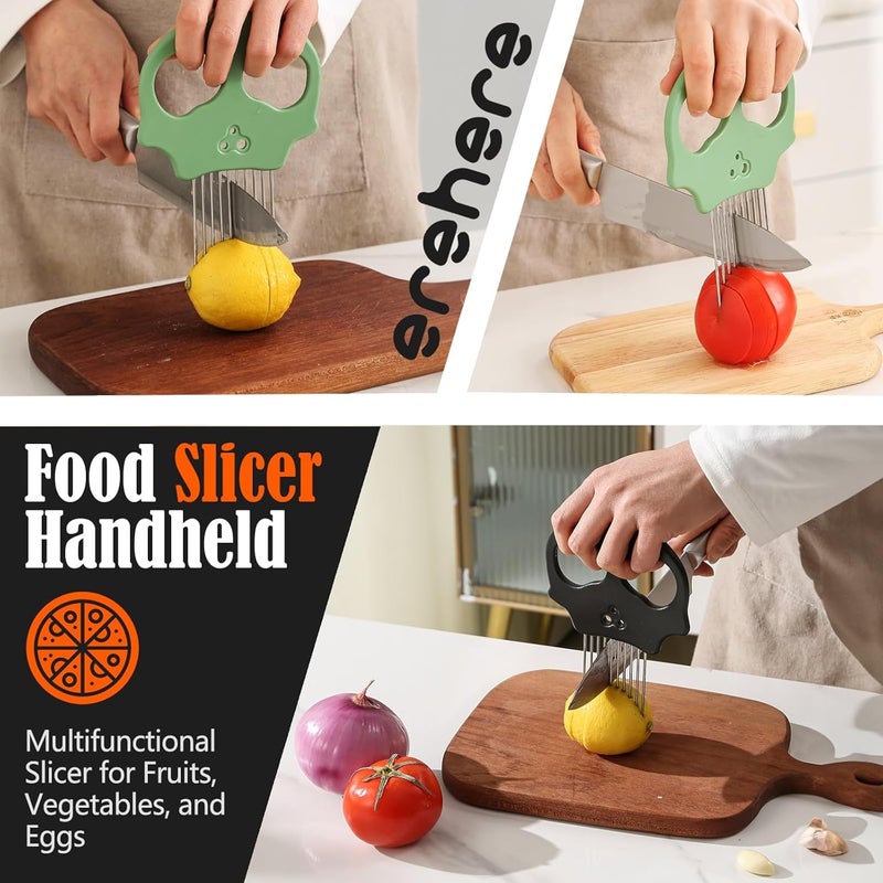 Erehere Stainless Steel Onion Cutter & Egg Slicer – Multi-Function Vegetable Cutter and Herb Stripper for Avocados, Tomatoes, and Potatoes (White) - Image 2