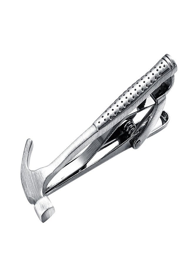 Yoursfs Hammer Tie Clip for Men Cool Novelty Tie Pin Silver Plated Personalized Tie Bar - Image 1