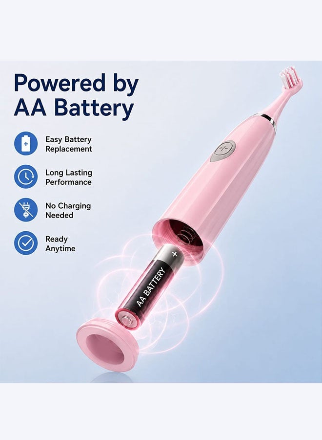 MARGOUN Electric Toothbrush Sonic Rechargeable Portable Travel Toothbrush Battery Operated with 2x Replacement Brush Heads Pink - Image 1